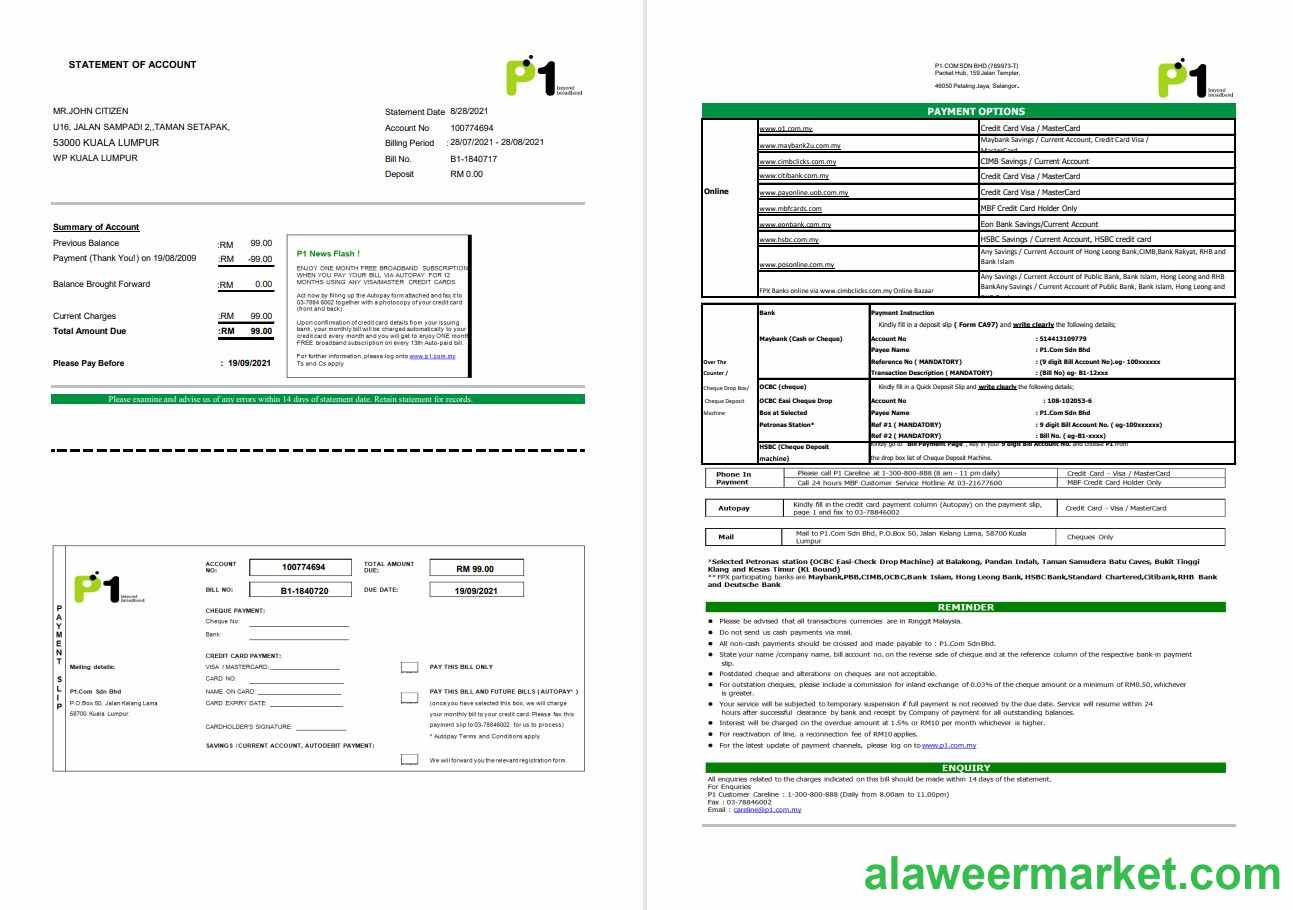 Malaysia Packet 1 Network excel pdf